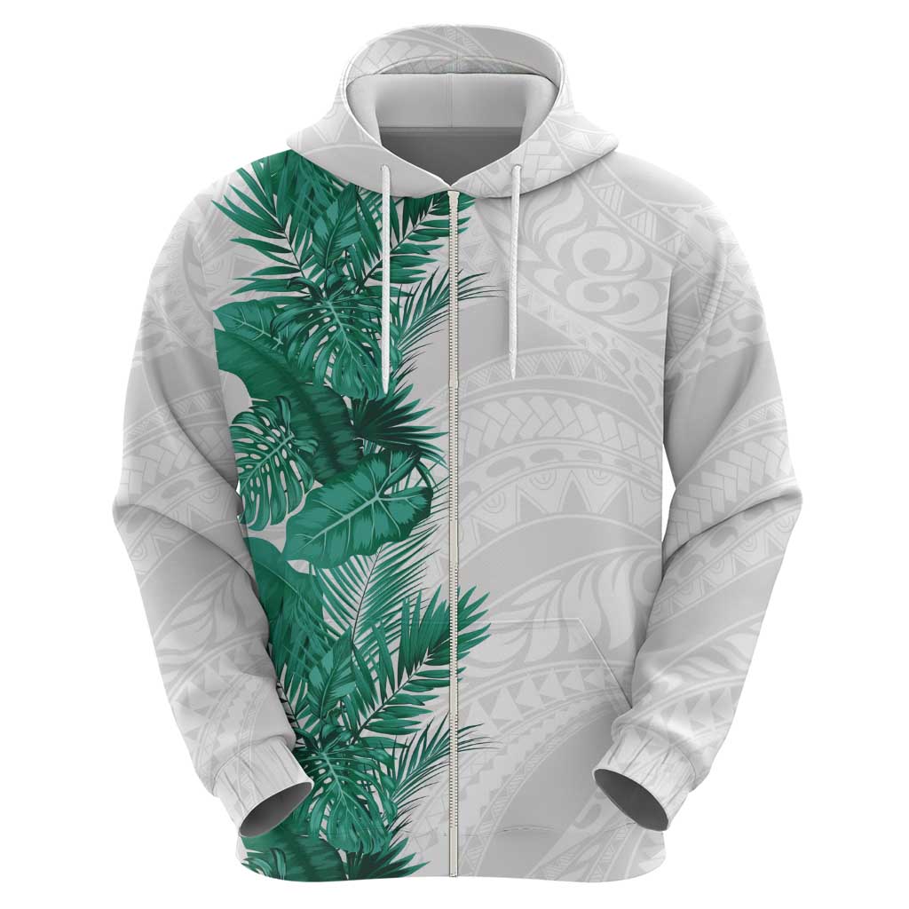 Hawaii Tropical Leaves Zip Hoodie Polynesian Pattern