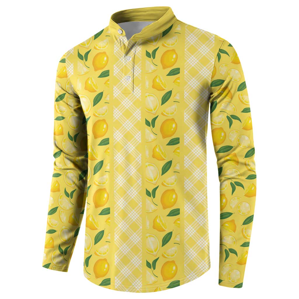 Hawaii Lemon Palaka Button Sweatshirt Striped Stylized