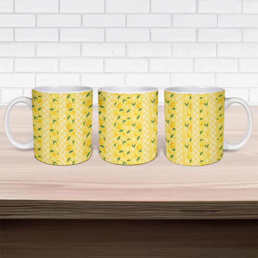 Hawaii Lemon Palaka Ceramic Mug Striped Stylized