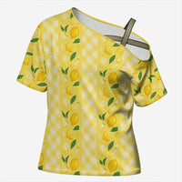 Hawaii Lemon Palaka Cross Shoulder Shirt Striped Stylized