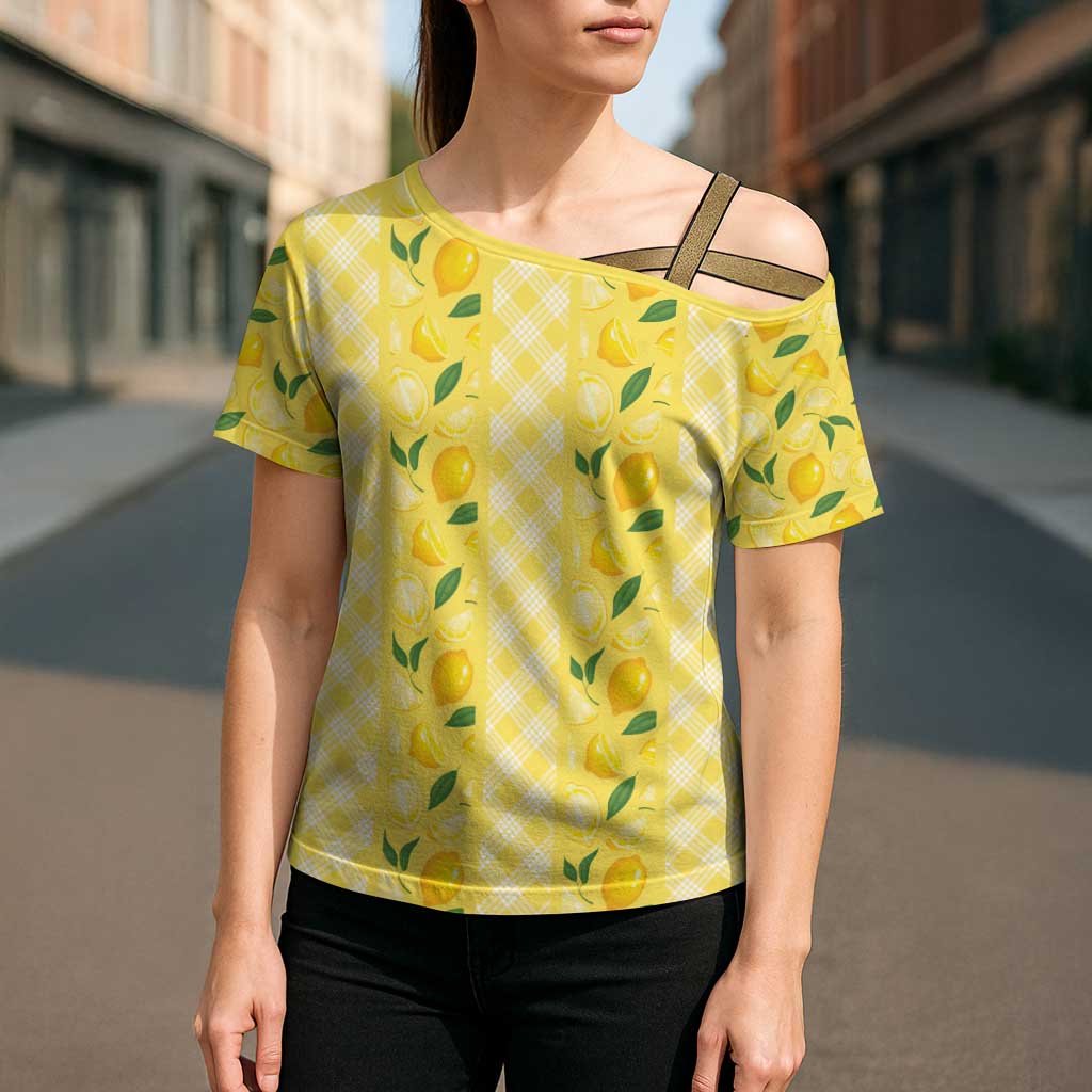 Hawaii Lemon Palaka Cross Shoulder Shirt Striped Stylized