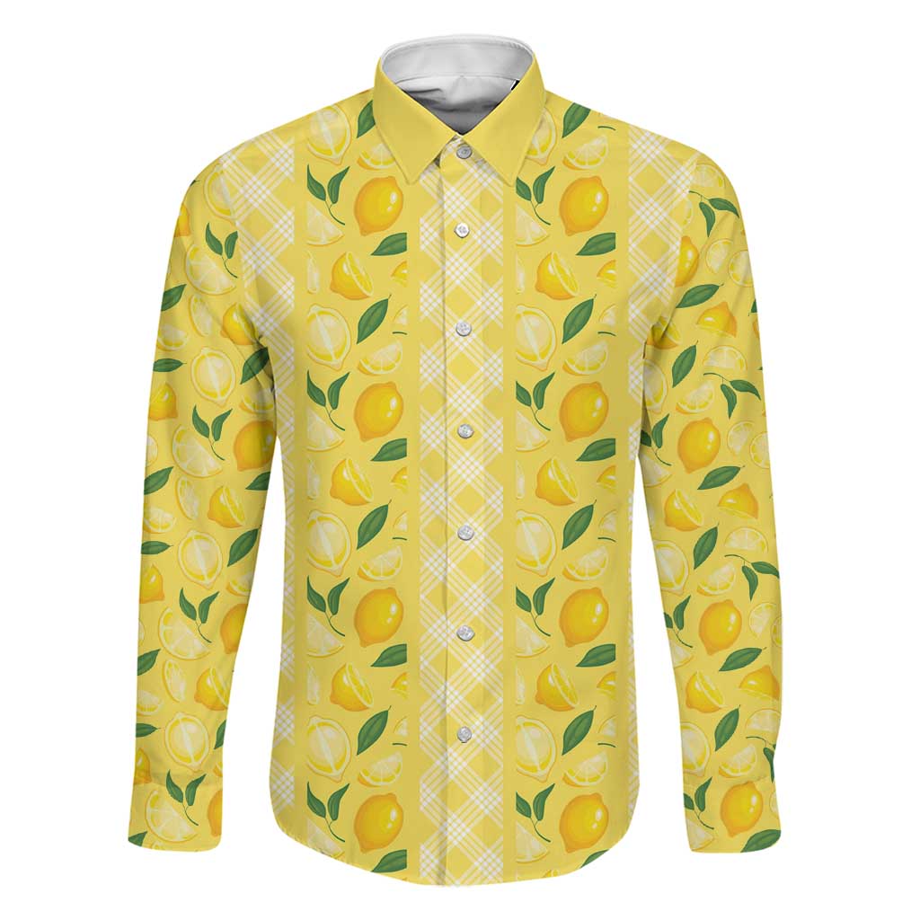 Hawaii Lemon Palaka Family Matching Long Sleeve Bodycon Dress and Hawaiian Shirt Striped Stylized