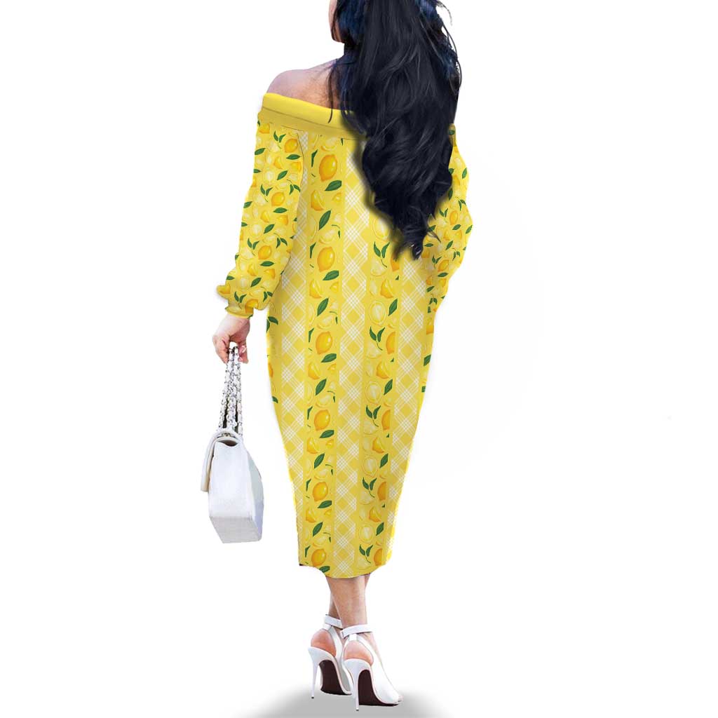 Hawaii Lemon Palaka Family Matching Off The Shoulder Long Sleeve Dress and Hawaiian Shirt Striped Stylized LT01 - Polynesian Pride