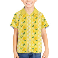 Hawaii Lemon Palaka Family Matching Off The Shoulder Long Sleeve Dress and Hawaiian Shirt Striped Stylized LT01 Son's Shirt Yellow - Polynesian Pride