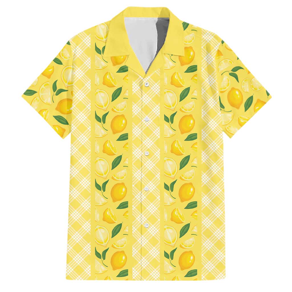 Hawaii Lemon Palaka Family Matching Off Shoulder Maxi Dress and Hawaiian Shirt Striped Stylized