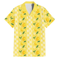 Hawaii Lemon Palaka Family Matching Off Shoulder Maxi Dress and Hawaiian Shirt Striped Stylized