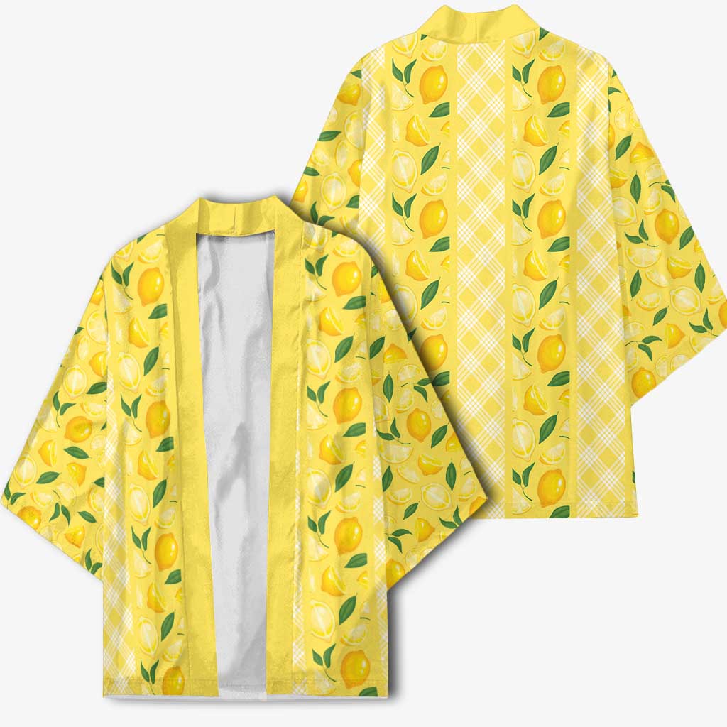 Hawaii Lemon Palaka Kimono Striped Stylized