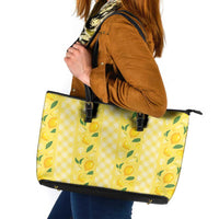 Hawaii Lemon Palaka Leather Tote Bag Striped Stylized