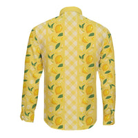 Hawaii Lemon Palaka Long Sleeve Button Shirt Striped Stylized