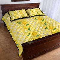 Hawaii Lemon Palaka Quilt Bed Set Striped Stylized