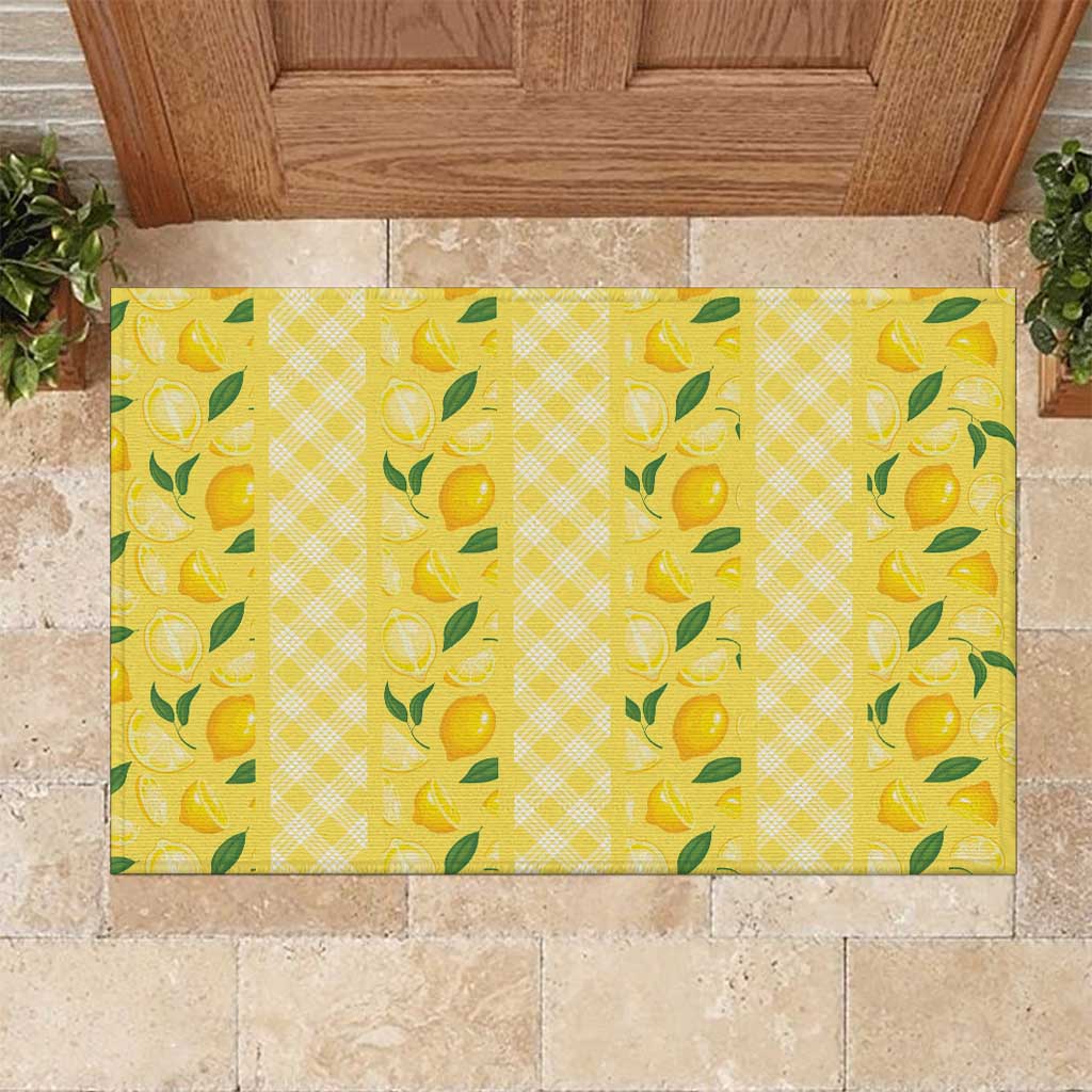 Hawaii Lemon Palaka Rubber Doormat Striped Stylized
