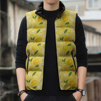 Hawaii Lemon Palaka Sleeveless Puffer Jacket Striped Stylized