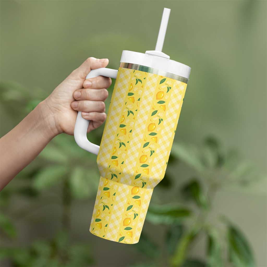 Hawaii Lemon Palaka Tumbler With Handle Striped Stylized