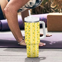 Hawaii Lemon Palaka Tumbler With Handle Striped Stylized