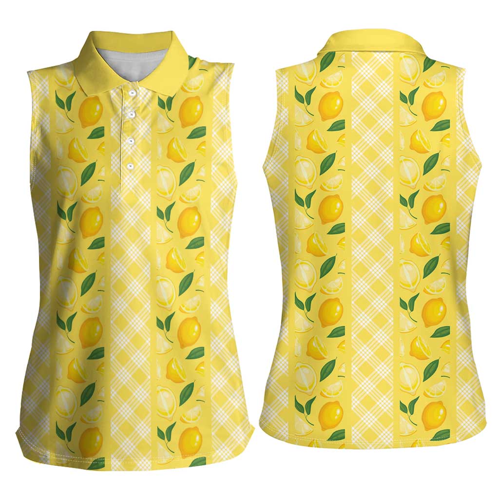 Hawaii Lemon Palaka Women Sleeveless Polo Shirt Striped Stylized