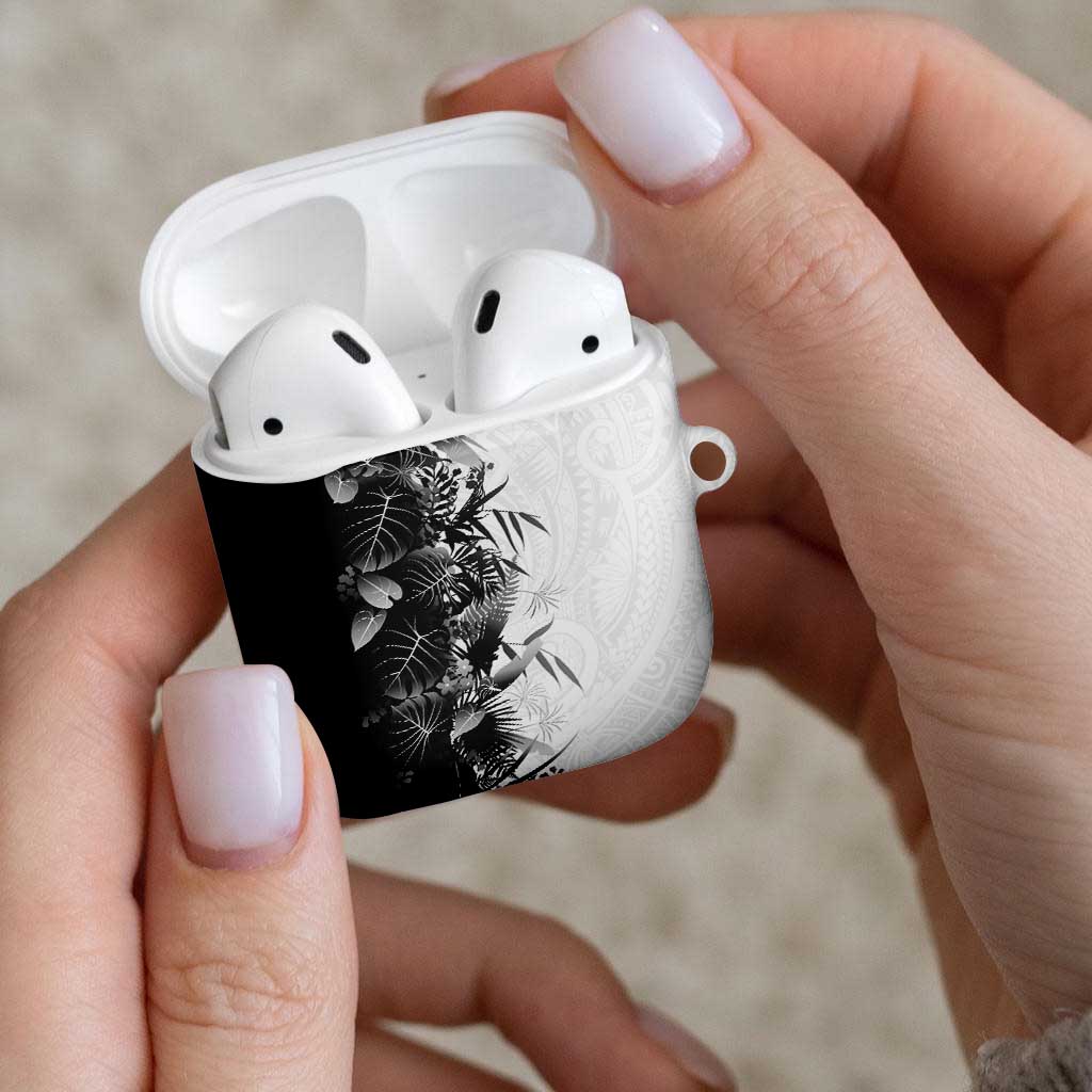 Hawaii Tropical Plant Monochrome AirPods Case Vibrant Polynesian Pattern