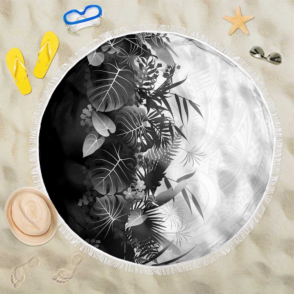 Hawaii Tropical Plant Monochrome Beach Blanket Vibrant Polynesian Pattern