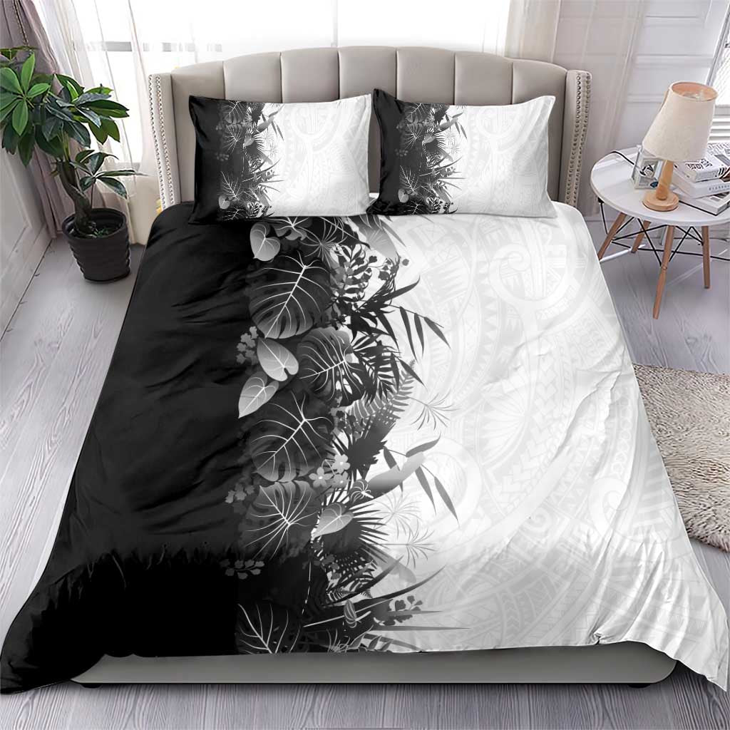 Hawaii Tropical Plant Monochrome Bedding Set Vibrant Polynesian Pattern