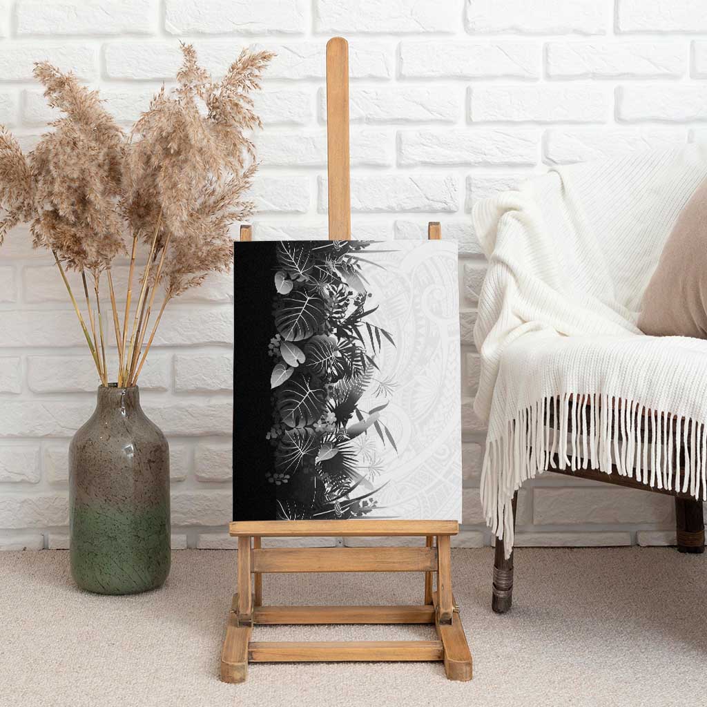 Hawaii Tropical Plant Monochrome Canvas Wall Art Vibrant Polynesian Pattern