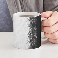 Hawaii Tropical Plant Monochrome Ceramic Mug Vibrant Polynesian Pattern