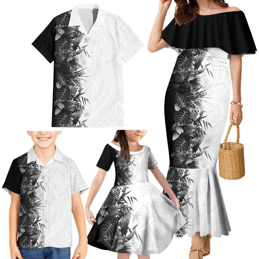 Hawaii Tropical Plant Monochrome Family Matching Mermaid Dress and Hawaiian Shirt Vibrant Polynesian Pattern LT01 - Polynesian Pride