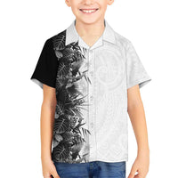 Hawaii Tropical Plant Monochrome Family Matching Mermaid Dress and Hawaiian Shirt Vibrant Polynesian Pattern LT01 Son's Shirt Black - Polynesian Pride
