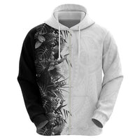 Hawaii Tropical Plant Monochrome Hoodie Vibrant Polynesian Pattern
