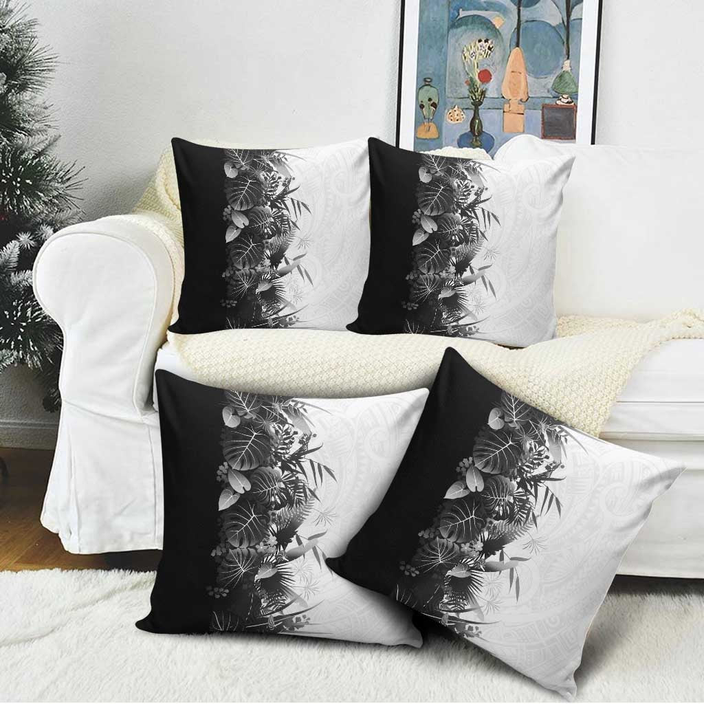 Hawaii Tropical Plant Monochrome Pillow Cover Vibrant Polynesian Pattern