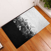 Hawaii Tropical Plant Monochrome Rubber Doormat Vibrant Polynesian Pattern