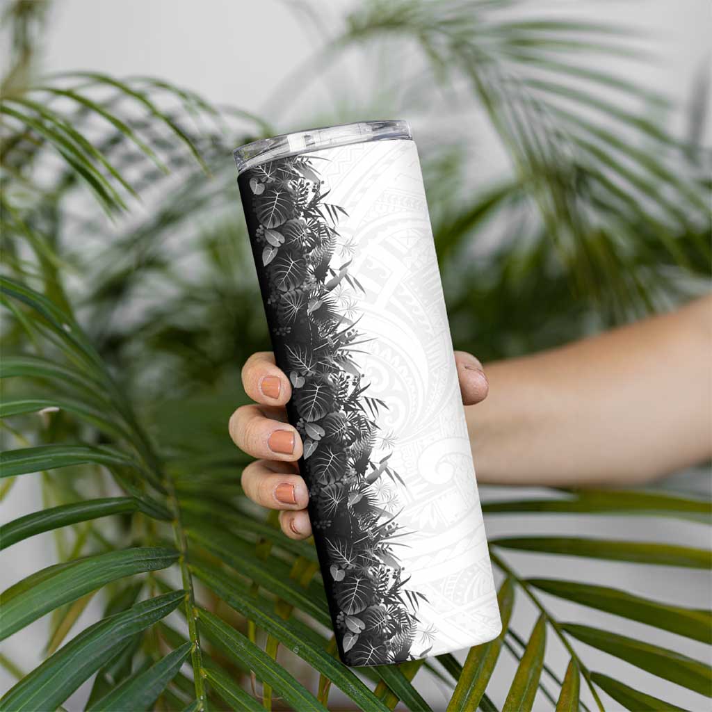 Hawaii Tropical Plant Monochrome Skinny Tumbler Vibrant Polynesian Pattern