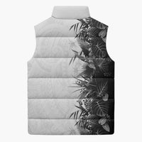 Hawaii Tropical Plant Monochrome Sleeveless Puffer Jacket Vibrant Polynesian Pattern