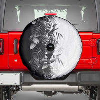 Hawaii Tropical Plant Monochrome Spare Tire Cover Vibrant Polynesian Pattern