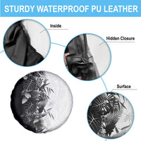 Hawaii Tropical Plant Monochrome Spare Tire Cover Vibrant Polynesian Pattern