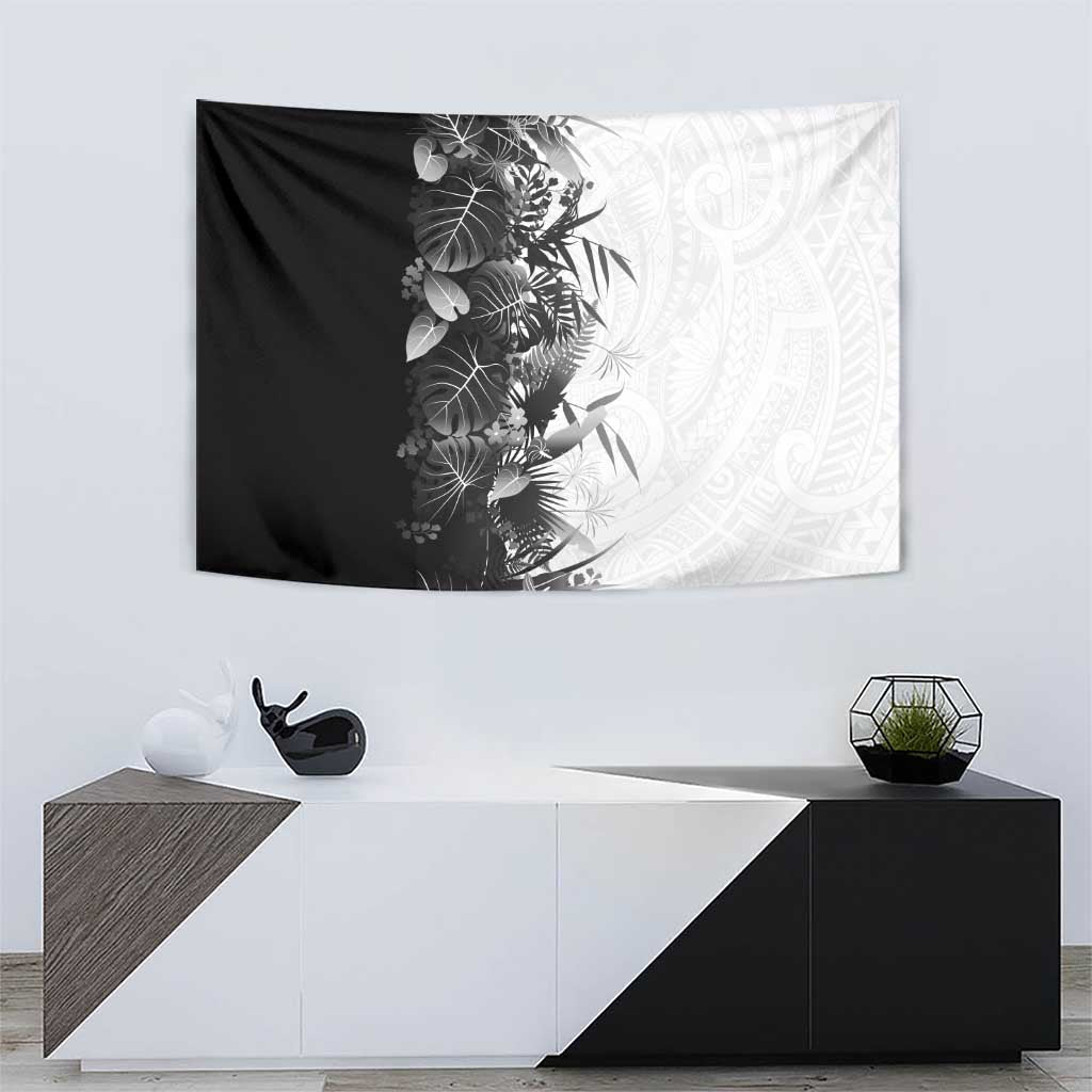 Hawaii Tropical Plant Monochrome Tapestry Vibrant Polynesian Pattern