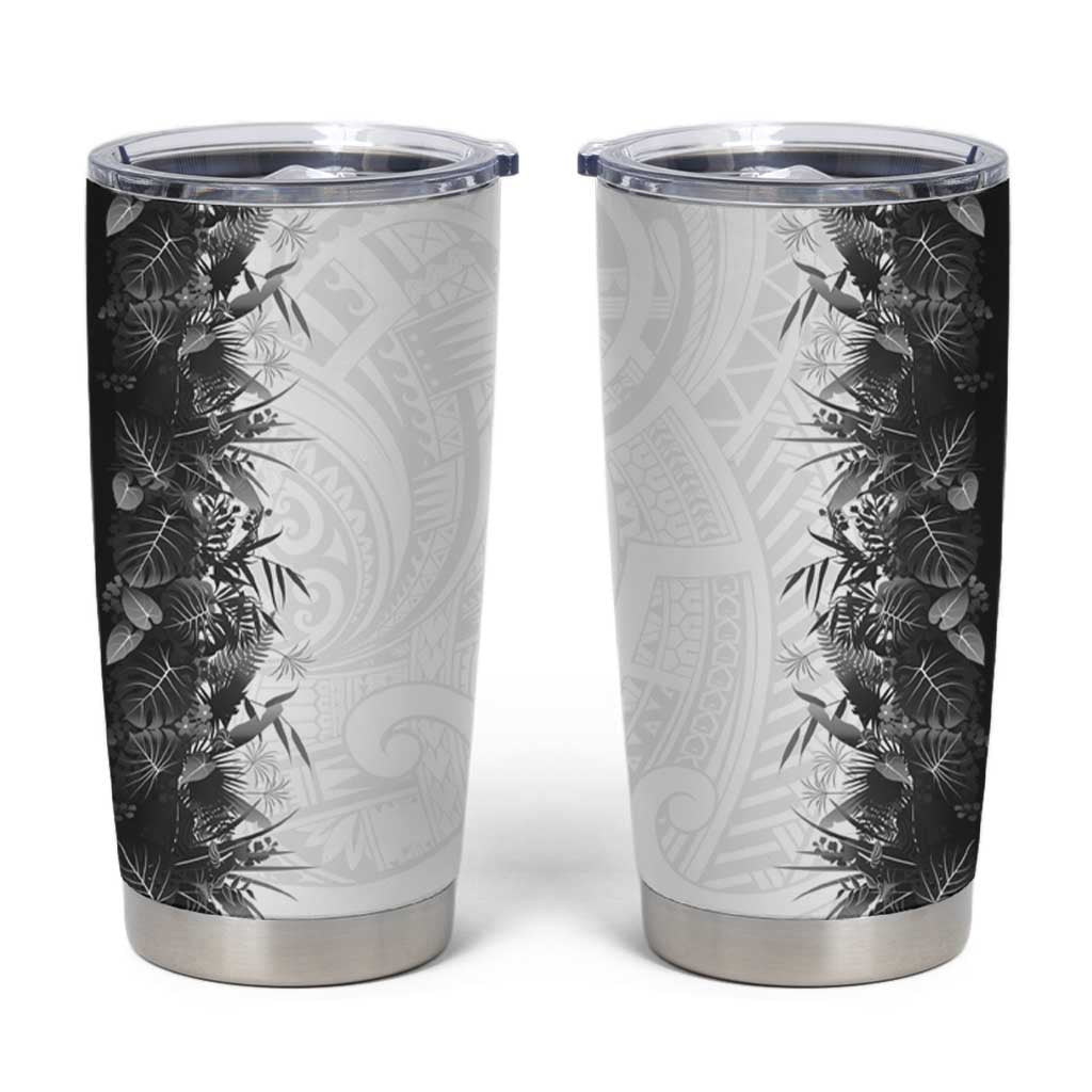 Hawaii Tropical Plant Monochrome Tumbler Cup Vibrant Polynesian Pattern