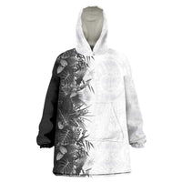Hawaii Tropical Plant Monochrome Wearable Blanket Hoodie Vibrant Polynesian Pattern
