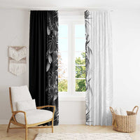 Hawaii Tropical Plant Monochrome Window Curtain Vibrant Polynesian Pattern