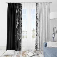Hawaii Tropical Plant Monochrome Window Curtain Vibrant Polynesian Pattern