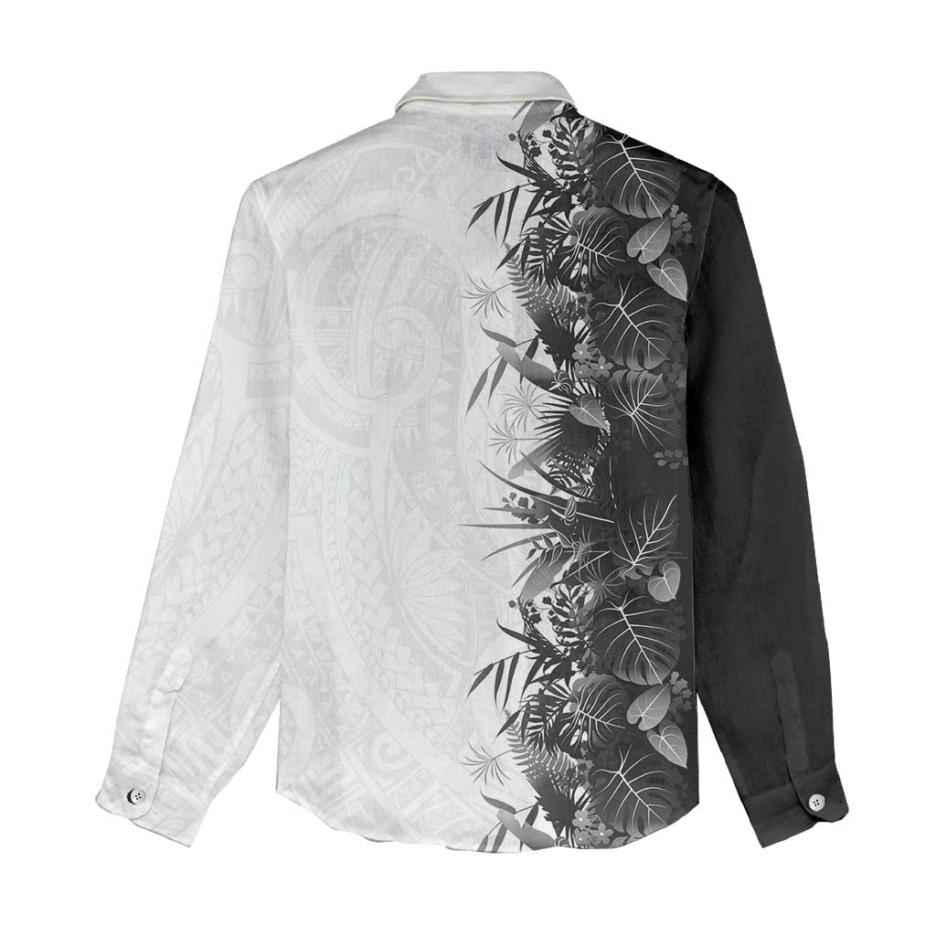 Hawaii Tropical Plant Monochrome Women Casual Shirt Vibrant Polynesian Pattern