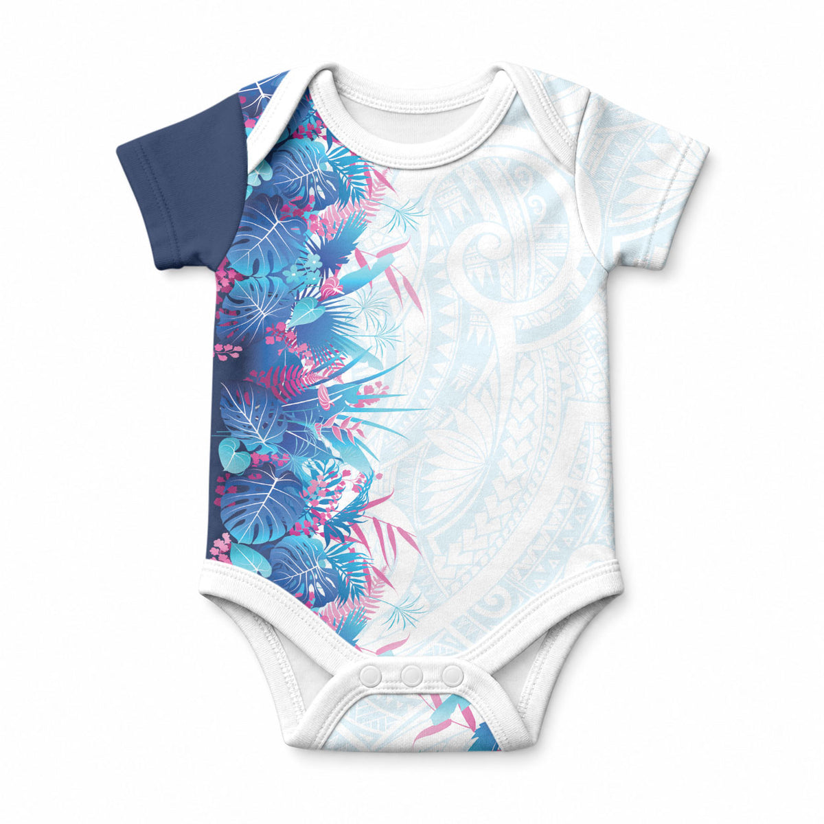 Hawaii Tropical Plant UliUli Baby Onesie Vibrant Polynesian Pattern LT01 Blue - Polynesian Pride