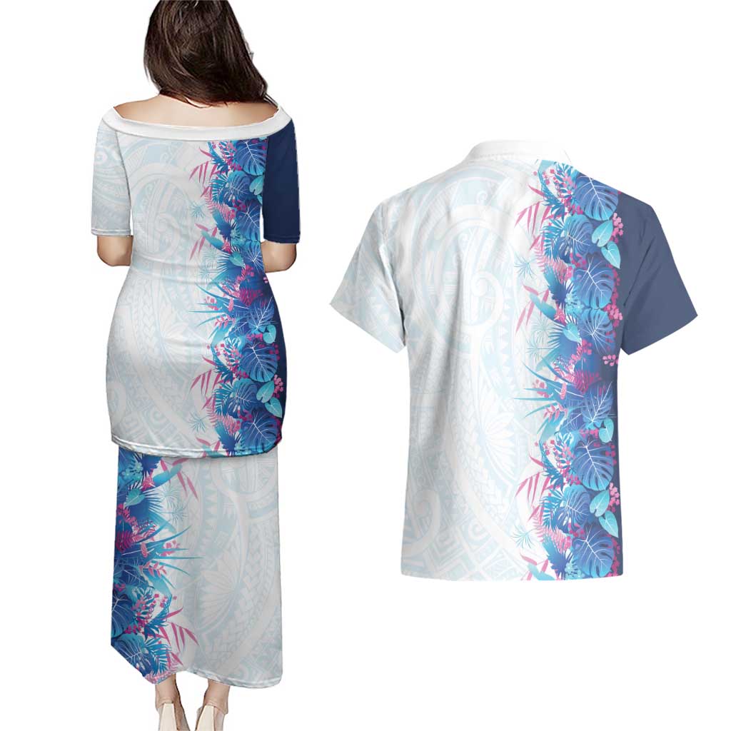Hawaii Tropical Plant UliUli Couples Matching Puletasi and Hawaiian Shirt Vibrant Polynesian Pattern