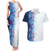 Hawaii Tropical Plant UliUli Couples Matching Tank Maxi Dress and Hawaiian Shirt Vibrant Polynesian Pattern