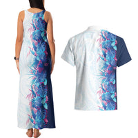 Hawaii Tropical Plant UliUli Couples Matching Tank Maxi Dress and Hawaiian Shirt Vibrant Polynesian Pattern