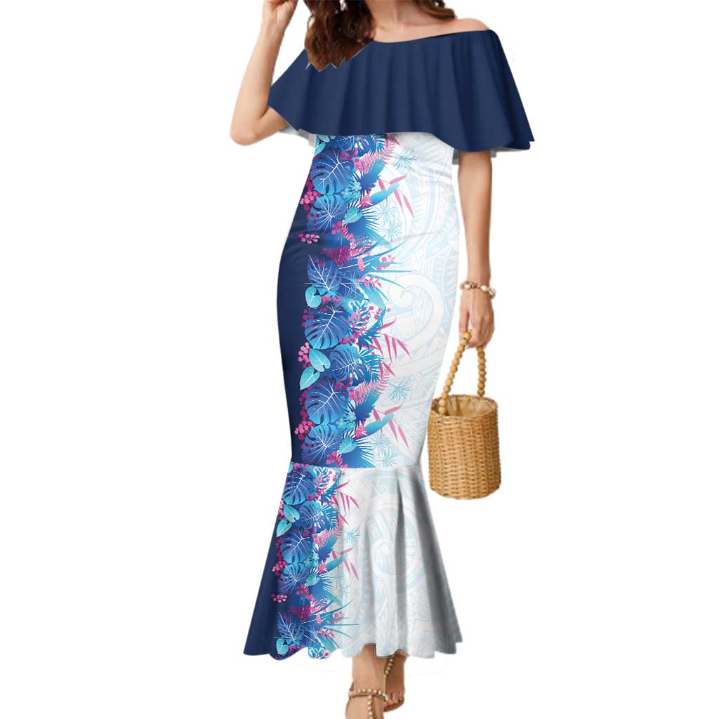 Hawaii Tropical Plant UliUli Family Matching Mermaid Dress and Hawaiian Shirt Vibrant Polynesian Pattern