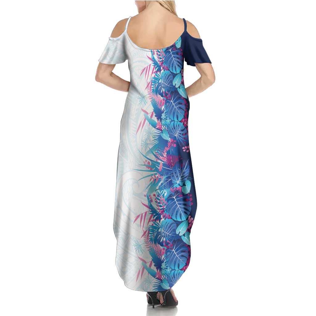 Hawaii Tropical Plant UliUli Family Matching Summer Maxi Dress and Hawaiian Shirt Vibrant Polynesian Pattern