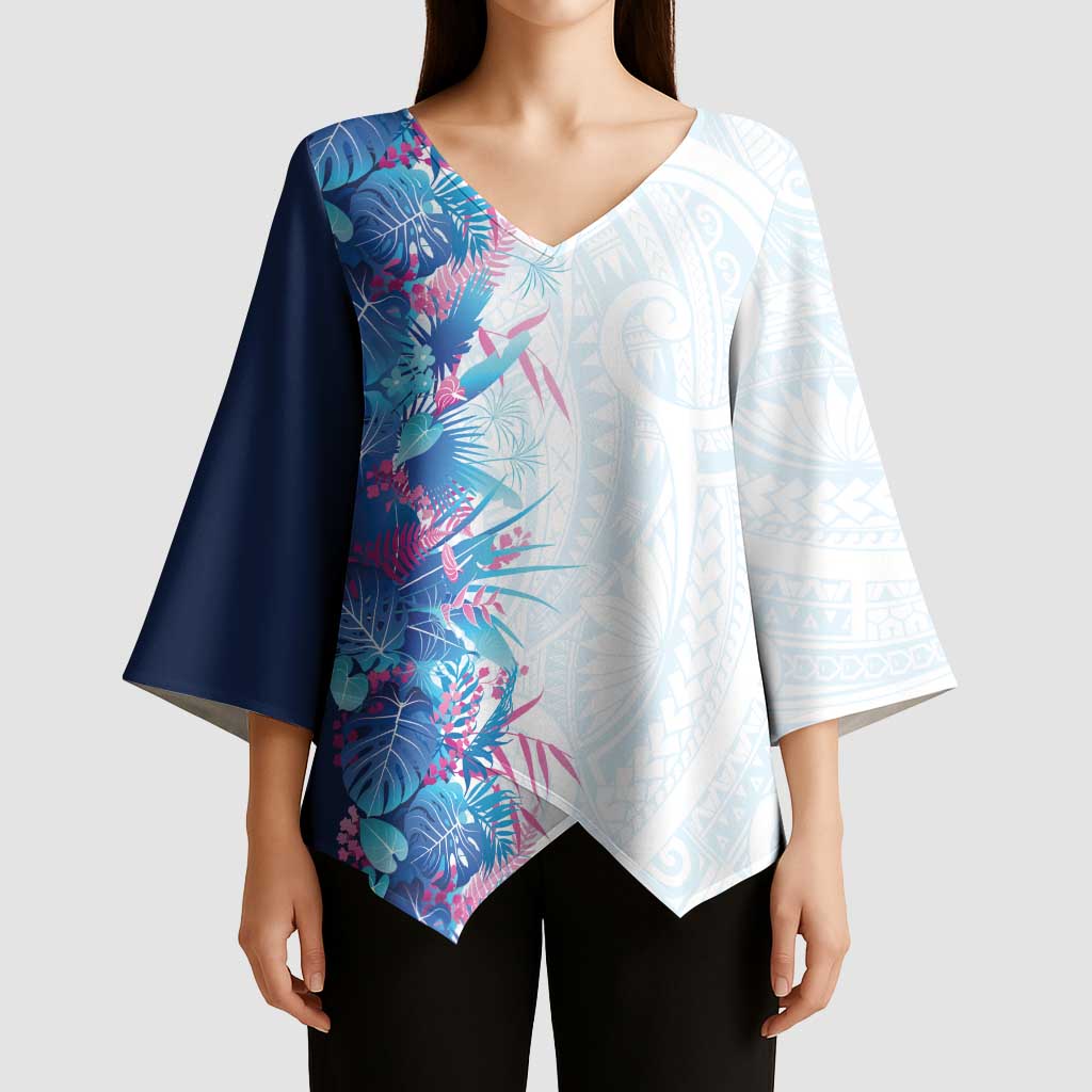 Hawaii Tropical Plant UliUli Kimono Sleeve Blouse Vibrant Polynesian Pattern