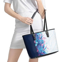 Hawaii Tropical Plant UliUli Leather Tote Bag Vibrant Polynesian Pattern