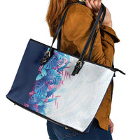 Hawaii Tropical Plant UliUli Leather Tote Bag Vibrant Polynesian Pattern