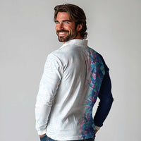 Hawaii Tropical Plant UliUli Long Sleeve Polo Shirt Vibrant Polynesian Pattern