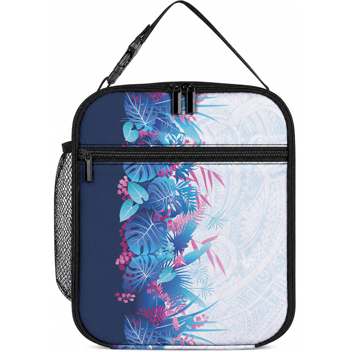Hawaii Tropical Plant UliUli Lunch Bag Vibrant Polynesian Pattern LT01 10.2 × 8.3 × 4.3 inch Blue - Polynesian Pride